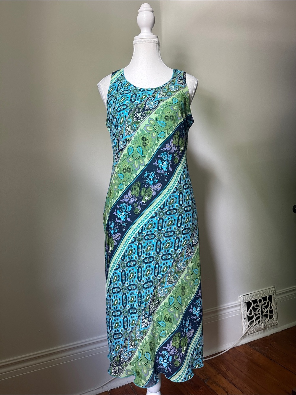 JANE ALEXANDER Y2K Mixed Print Paisley Floral Preppy Fairy Midi Dress Sz 6